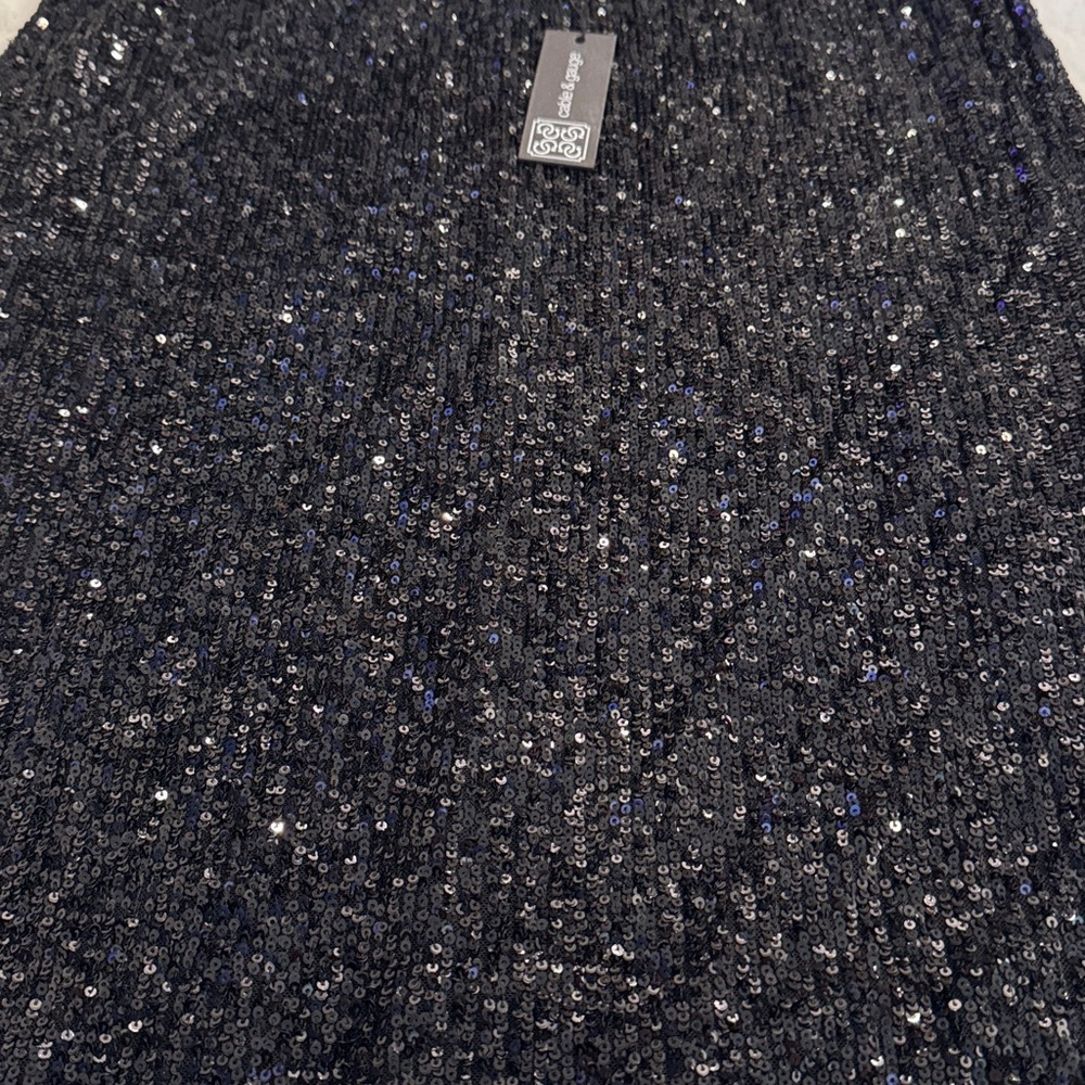 Cable & Gauge Black Sparkle Sequin Mini Skirt - Picture 10 of 11